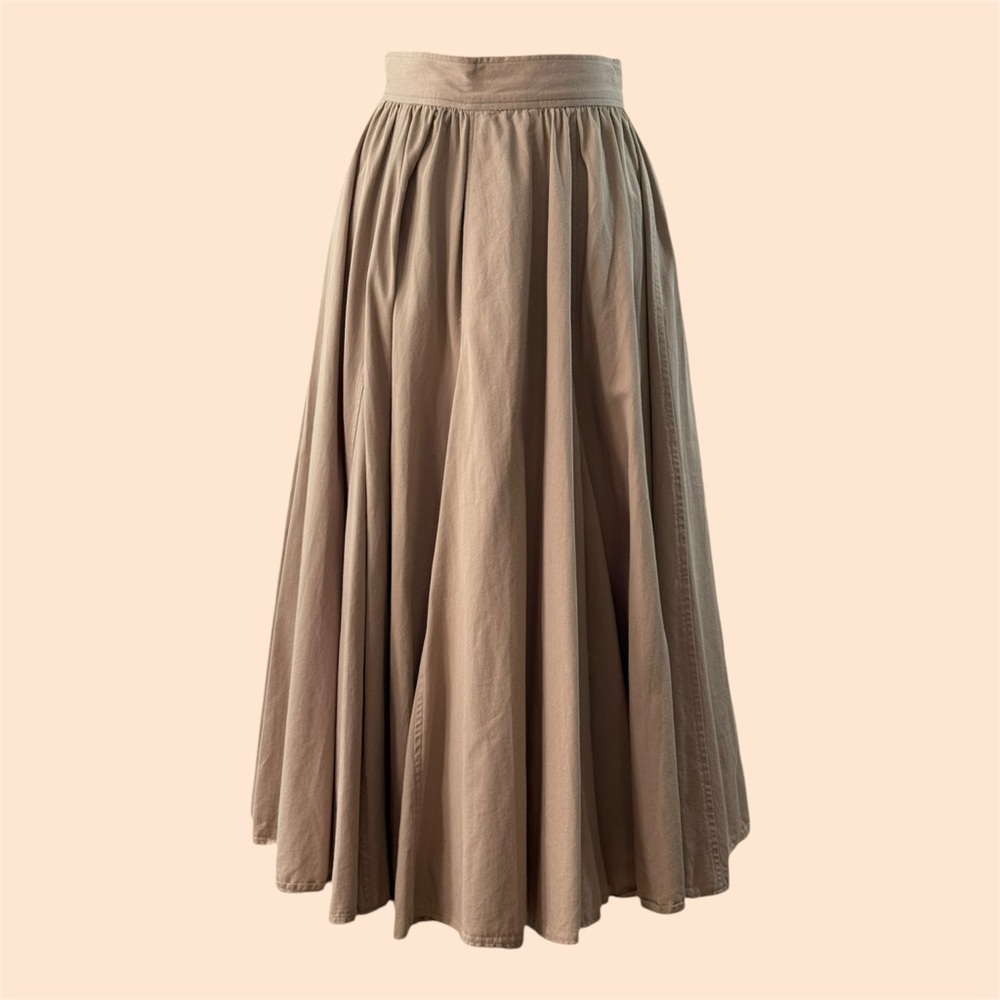 1990’s Western Style Khaki Full Skirt by Kenneth Gordon